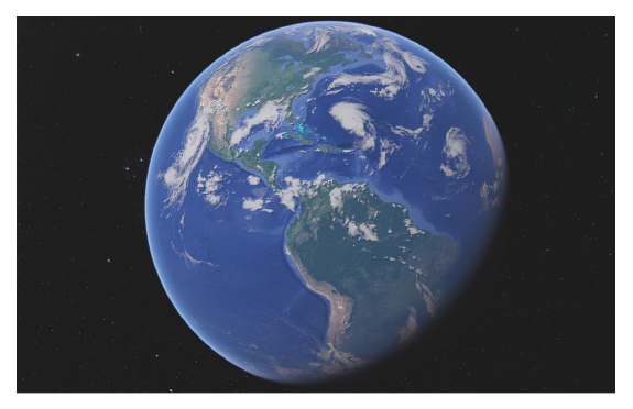 Representaci�n del planeta Tierra, por Google Earth, 2022.