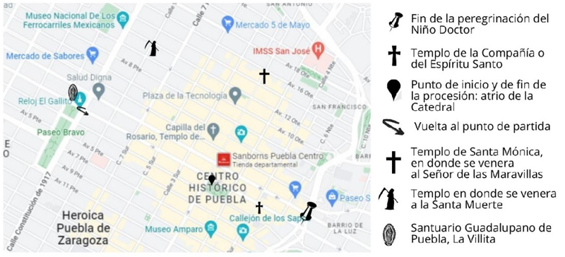 Mapa del Centro Histórico de Puebla.
