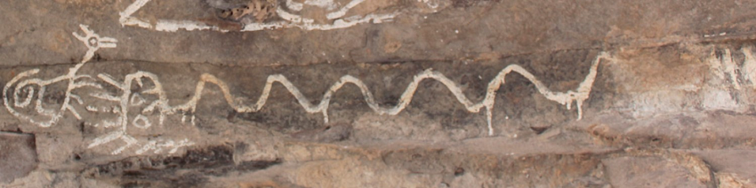 Representaci&oacute;n del 
							Kenhe en las pinturas rupestres de Tezoquipan. Alfajayucan Hidalgo.
						