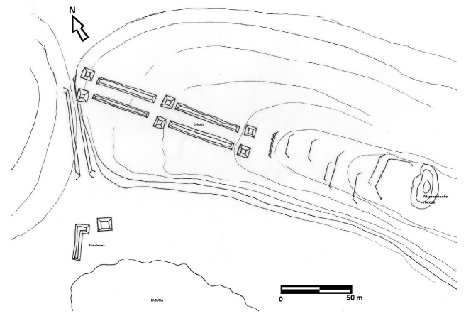 Croquis del sitio El Montijo, en el cerro de las Cabras.