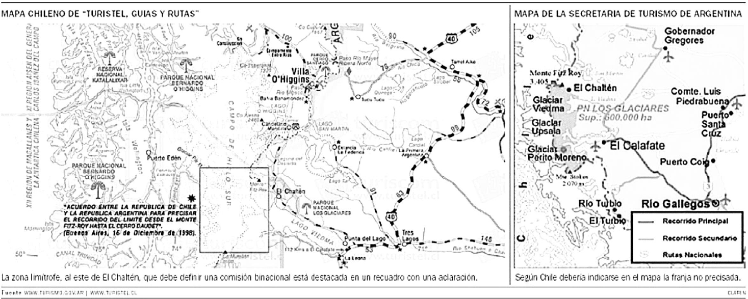  Mapas actuales de
Campos de Hielo Sur
