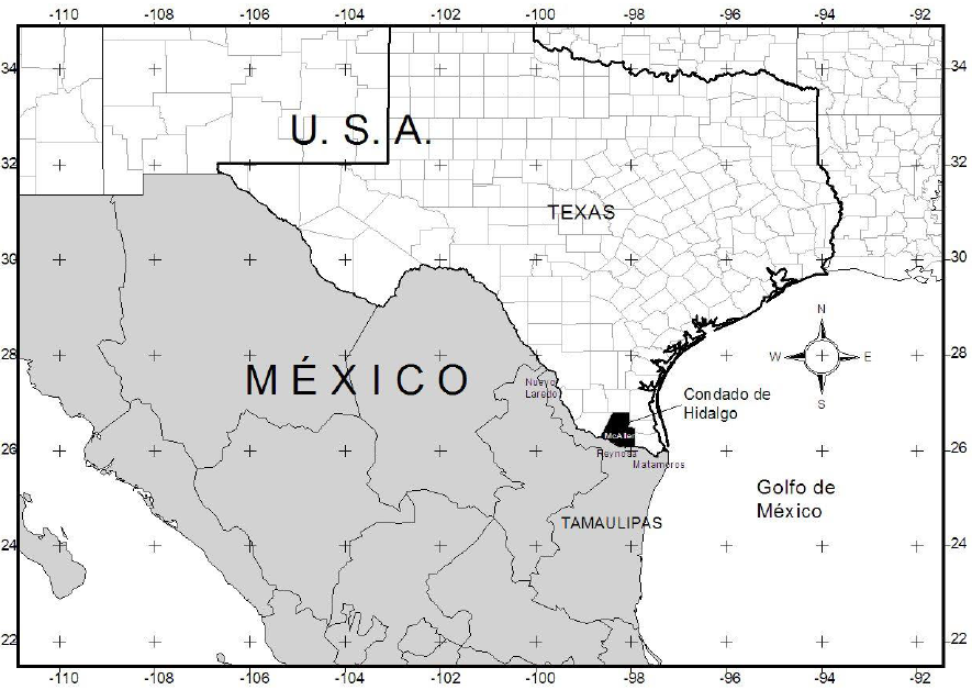 Ubicaci�n
geogr�fica del condado de Hidalgo, Texas