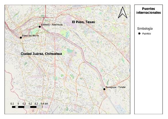 Localización de cruces internacionales en los que se levanta la encuesta