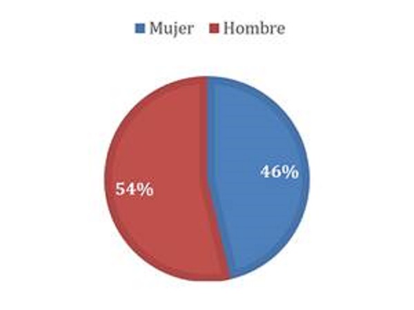 G&eacute;nero de la poblaci&oacute;n haitiana en Pichincha-Ecuador (%)