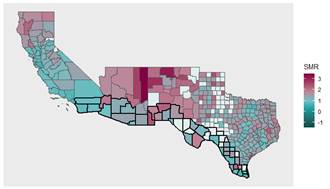 Cause of death: external causes of morbidity and mortality (USA-Mexico BA Map)