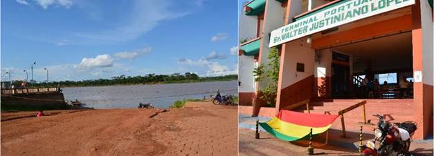 Terminal portuaria y puerto de descarga de Guayaramer�n en d�a de bloqueo