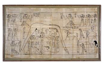 The burial of Nesitanebtashru papyrus: Shu supporting Nut, or the separation of Earth from Heaven by the god of the Air