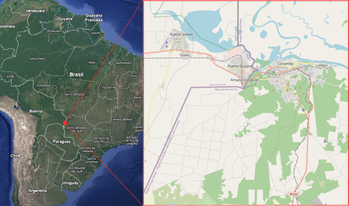 Mapa Corumba-Ladario (Brasil) y Puerto Su�rez-Puerto Quijarro (Bolivia)