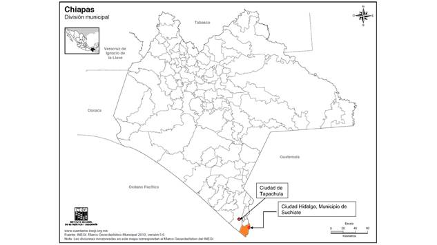 Ubicaci�n de Ciudad Hidalgo, Chiapas, M�xico