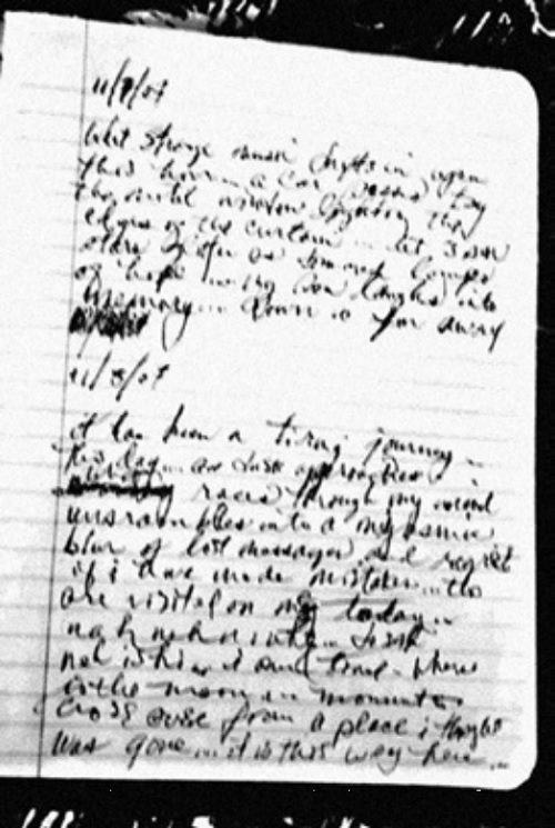 Henson´s poetry composition
manuscript during trip.