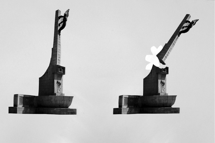 Dinamitar monumento a Carrero Blanco. Serie. Collage y dibujo, 100 x 66cm.