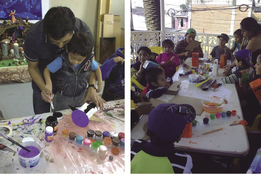 Colaboraci&oacute;n familiar en el taller comunitario "Fabrica de Juguetes &lsquo;Hazlo t&uacute; mismo&rsquo;" en el Parque de la Tortuga y el San Andr&eacute;s Totoltepec en el 2014.