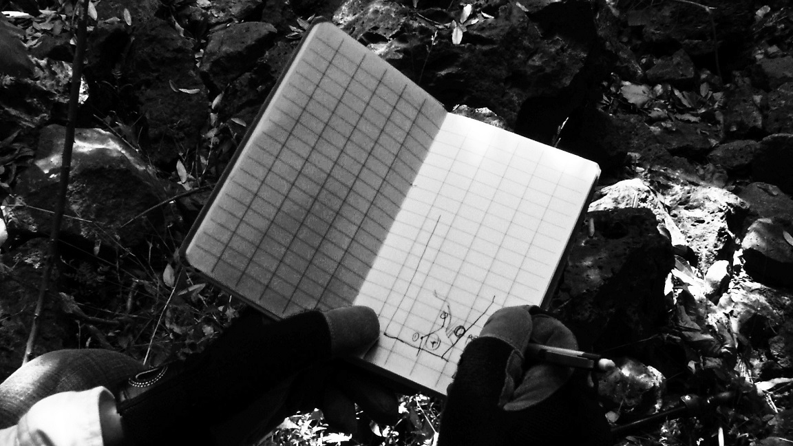 Jorge M&eacute;ndez Blake, Top&oacute;grafo, 2015. Marcaci&oacute;n de una serie de puntos entre la Biblioteca Nacional de M&eacute;xico y el Museo Universitario Arte Contempor&aacute;neo).