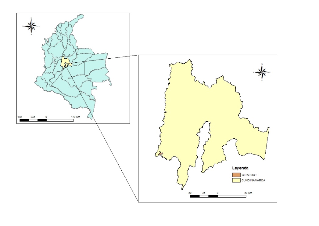 Localizacin del municipio de Girardot en el departamento de Cundinamarca