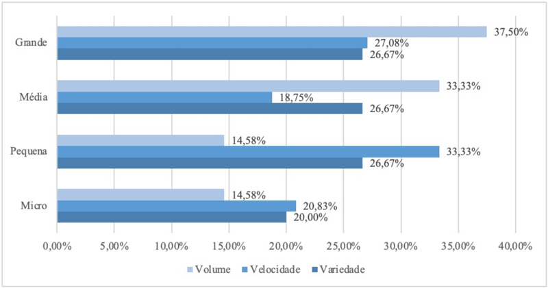 Import&acirc;ncia relativa das dimens&otilde;es do Big Data por porte