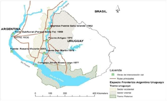 Obras
binacionales, puentes interprovinciales y rutas principales en el TUEFAU