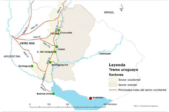 Principales
rutas del sector occidental