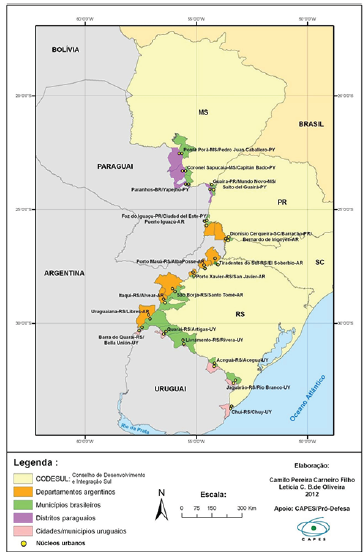 Principales ciudades gemelas en la frontera sur de Brasil