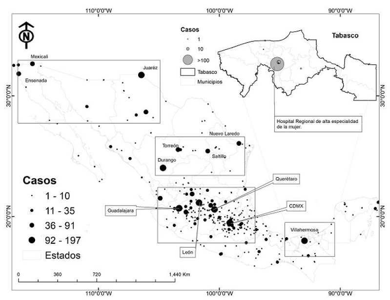 Casos por s&iacute;ndrome de dificultad respiratoria del reci&eacute;n nacido por centro hospitalario. M&eacute;xico, 2016