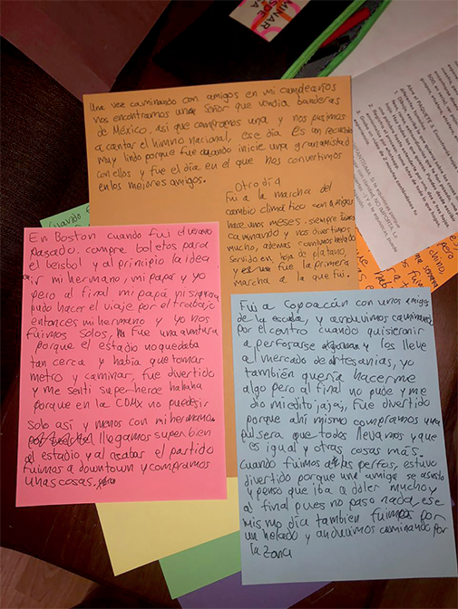 Testimonios sobre recuerdos agradables al caminar en un contexto urbano de Caminar desde casa