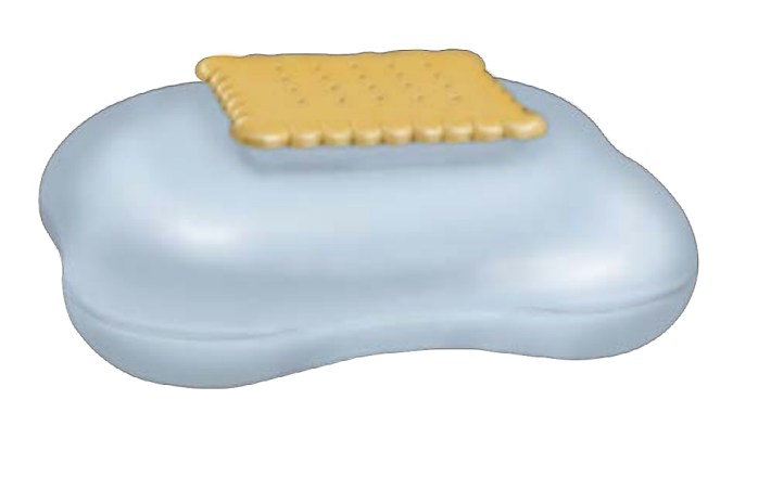 La caja de galletas Mary Biscuit de Alessi posee un olor integrado al material plstico que evoca las galletas de vainilla de antao.