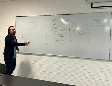 La pltica con el experto, Paolo Armbula, en la sesin de creacin de un guin para el juego de roles. 