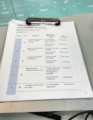 Ejemplo de uno de los guiones de grabacin de uno de los equipos. 
