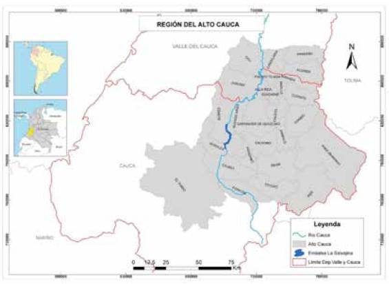 Mapa de localización del Alto Cauca.
