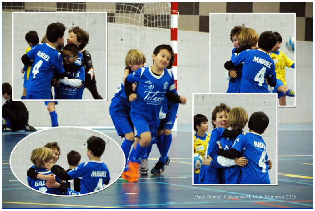 Celebraciones de goles entre los titulares.