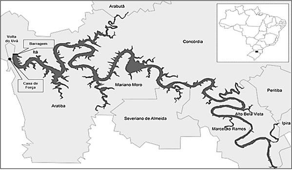 Mapa da região da UHE Itá