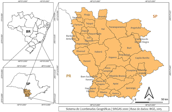 Localizao do Territrio Sudoeste Paulista (16 Regio Administrativa do Estado de So Paulo)