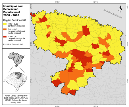 Regio Funcional 9: Taxa Geomtrica de Variao da Populao, 2000-2010, por Municpio