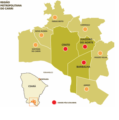 Mapa de localizao da Regio Metropolitana do Cariri