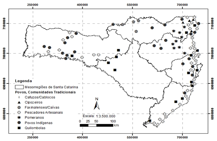 Povos e Comunidades Tradicionais em Santa Catarina - localiza��o por munic�pio