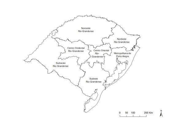 Mapa de mesorregi�es do Rio Grande do Sul