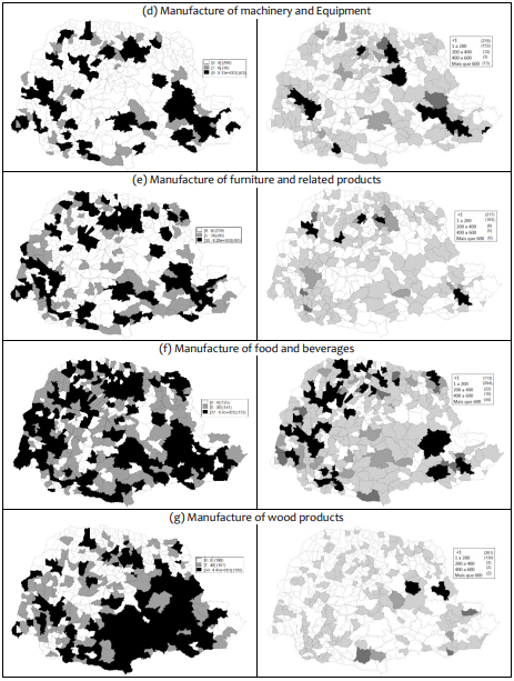 Employment in the selected industrial segments in 2000 and variation of work positions between 2000/2015 – Paran cities