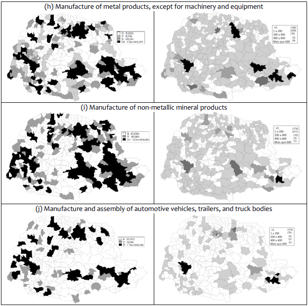 Employment in the selected industrial segments in 2000 and variation of work positions between 2000/2015 – Paran cities