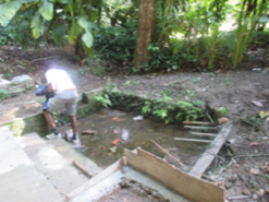 Emerson drinking from water source believed to be of slave origin
