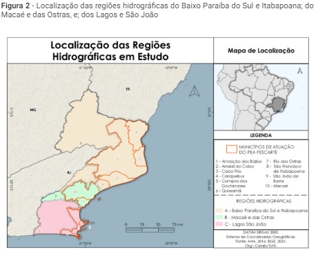 Localizao das regies hidrogrficas do Baixo Paraba do Sul e Itabapoana do Maca e das Ostras e dos Lagos e So Joo