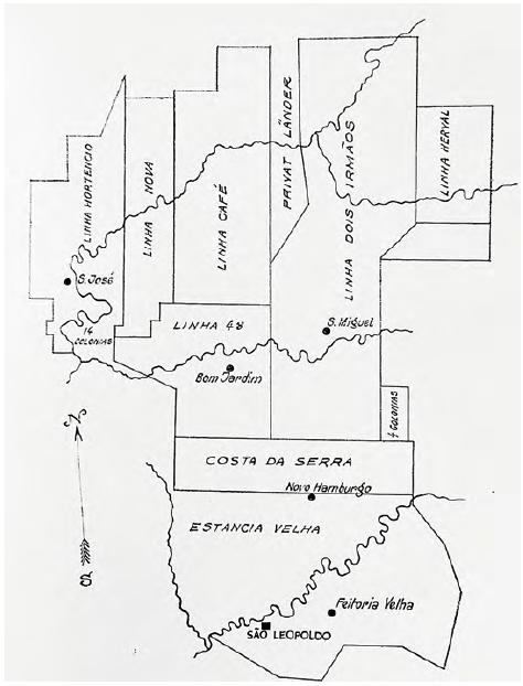 Mapa de la Colonia S&atilde;o Leopoldo (1870)