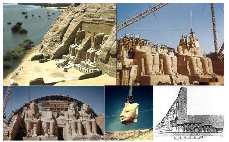 Rescate del Templo, Desmontaje de las Piezas, Corte donde se aprecia el escavamiento en la roca