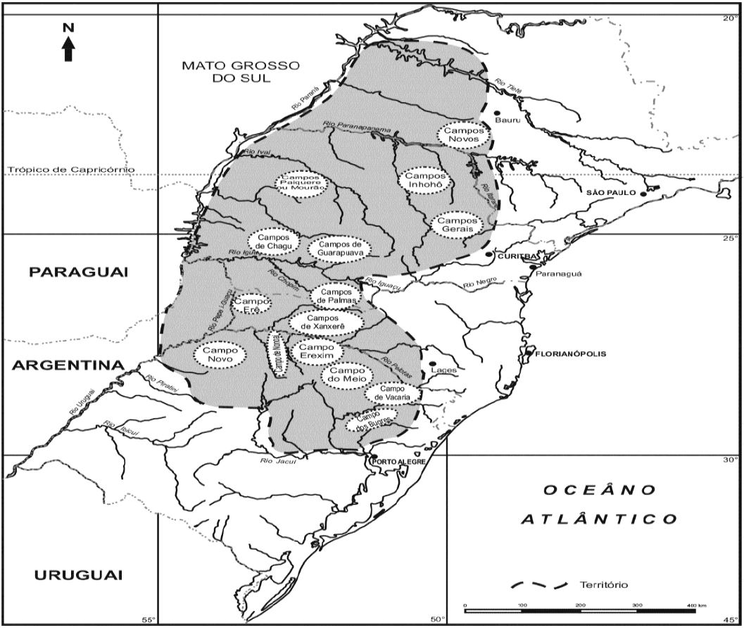 - Locais de ocupa&ccedil;&atilde;o tradicional Kaingang no Brasil Meridional
