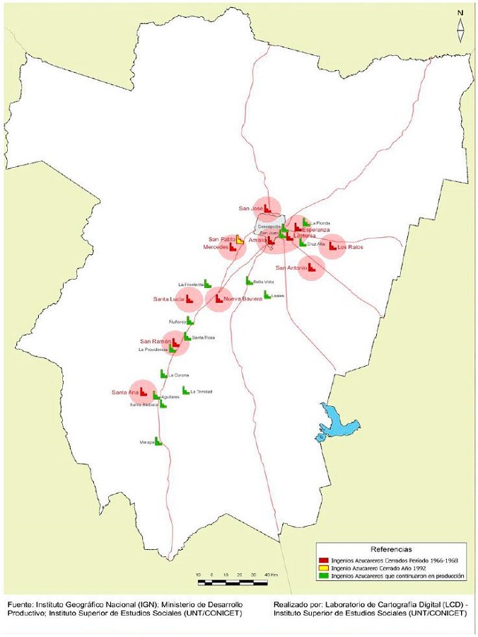 Ingenios cerrados y en funcionamiento de la provincia de Tucum&aacute;n