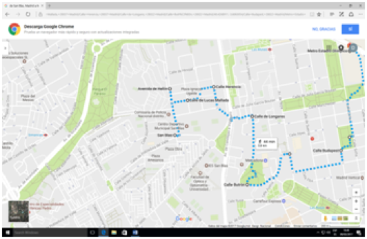 Itinerario del recorrido en el distrito de San Blas