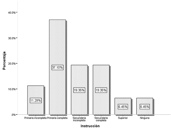  Instrucci&oacute;n de las mujeres con pena privativa de libertad en el centro de estudio.