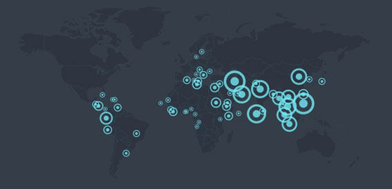 Localización de las Operaciones de Libertad de  Navegación entre 1991 y 2016