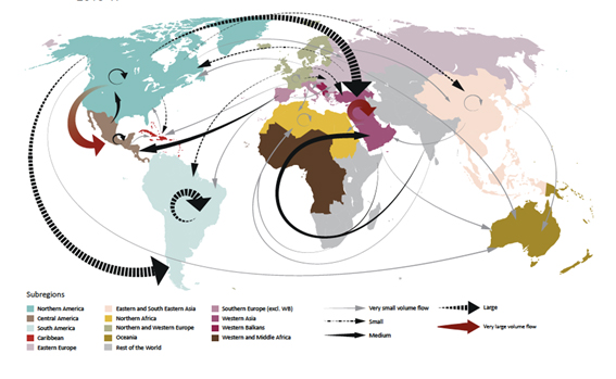 Principales flujos de tráfico de armas (definidos por rutas de incautaciones de armas de fuego), 2016-2017