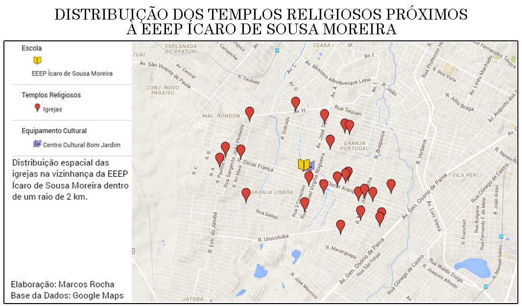 Figura 1 - Distribuição dos templos religiosos nas proximidades da EEEP
Icaro de Sousa Moreira