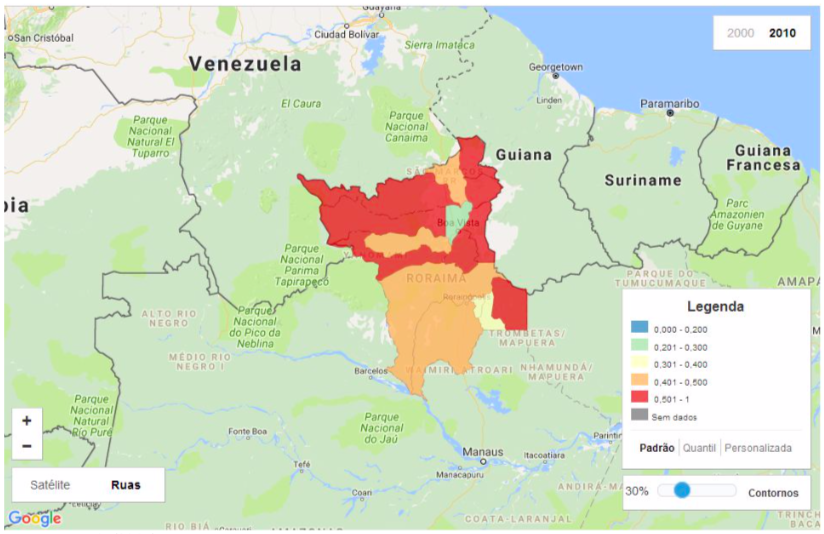 Figura 10 &ndash;
Vulnerabilidade Social dos munic&iacute;pios de Roraima &ndash; 2010