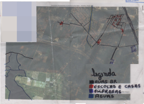 Figura 3 – Mapa,
com legenda ampliada, construído pela equipe 1